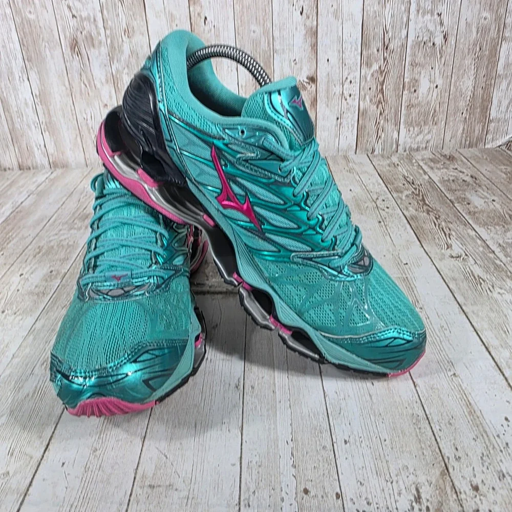 Mizuno Wave Prophecy 7 Running Shoes Turquoise Pink Womens Size‎ 10 - Picture 7 of 8